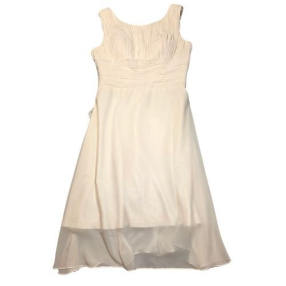 Chiffon Ruched Sleeveless Knee Length Formal Wedding Dress M Shower Rehearsal